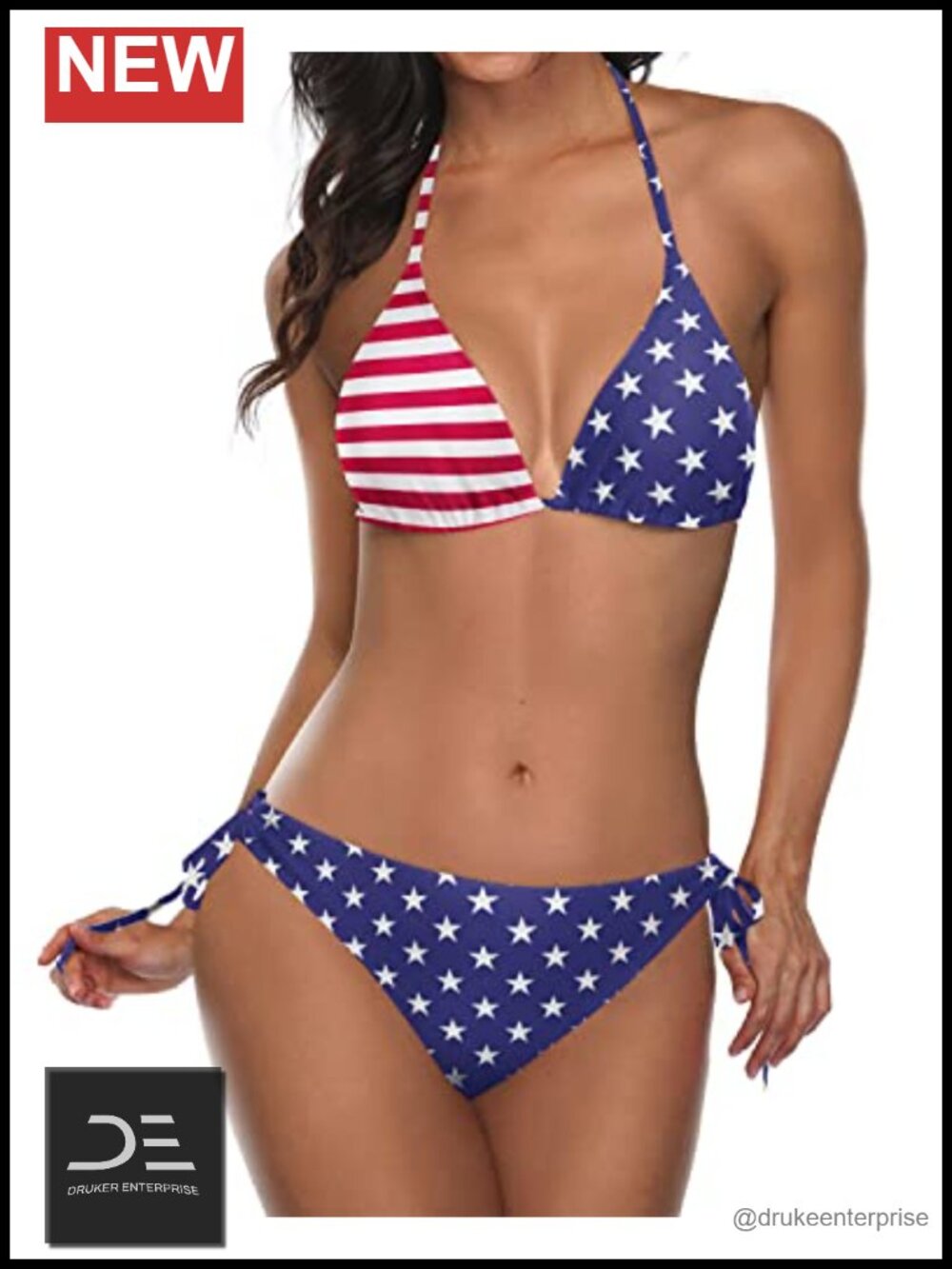 Triangle Bikini Set Halter Two Piece Swimsuit String Tie Side Bathing Suit